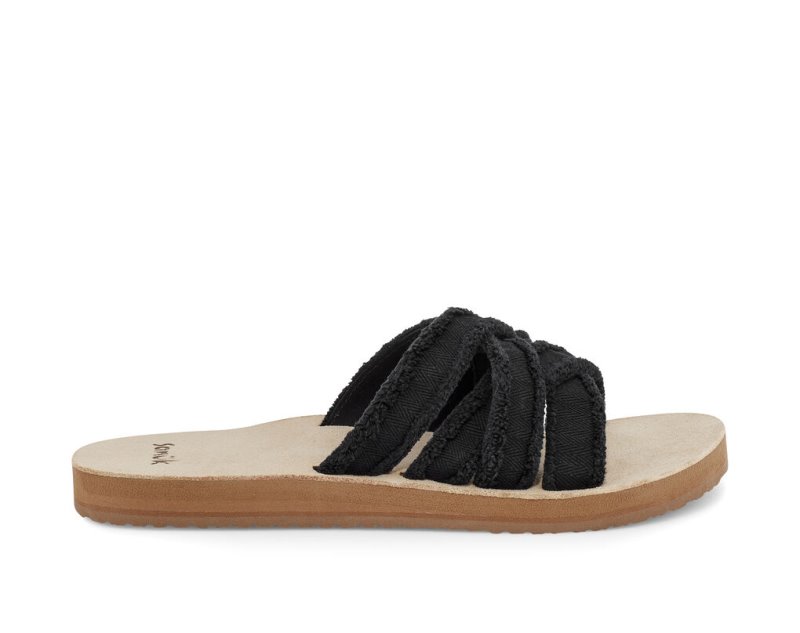 Sanuk Fraidy Slide Women\'s Sandals Black | Canada 142QMA